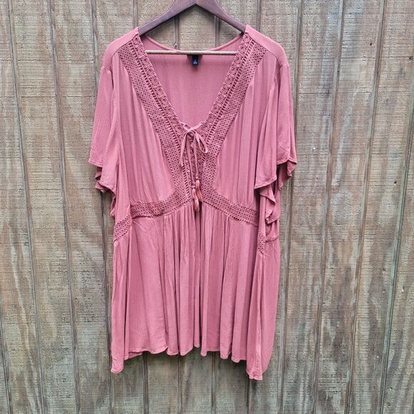 Torrid Peasant Prarie Tie Front Sienna Orange Blouse Torrid Womens Size 6/30/6X - Picture 1 of 14